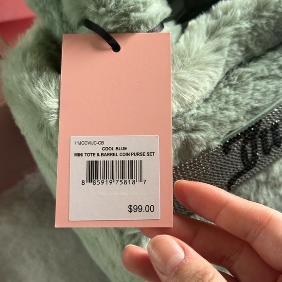 Juicy Couture Green Faux Fur Mini-Handbag NWT Y2K Rhinestone Logo - Picture 3 of 5